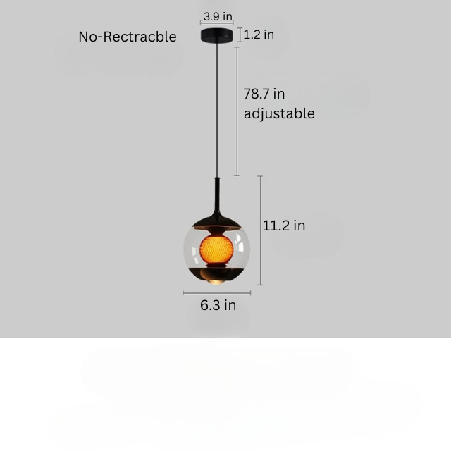 LED Glass Pendant Light |  6.3 x 11.2 in | White Shade | Dimmable with Remote | Adjustable Lighting | Brick by Brick