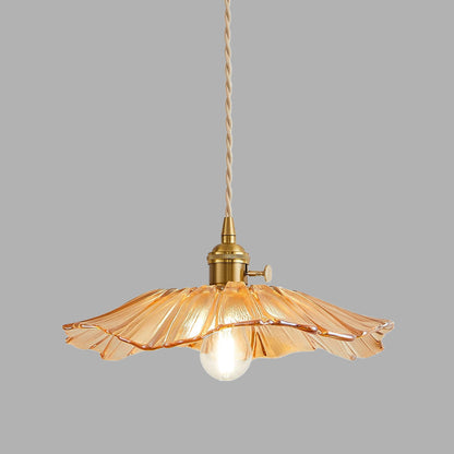 Vintage Floral Glass Pendant Light | Retro Elegance | Warm Glow | Adjustable Hanging | Brick by Brick