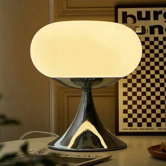 Bauhaus Vintage Glass Atmosphere Lamp | 7.5 x 10.2 x 11.8 in | Cream Wind LED Table Light | Retro Bauhaus Style Lighting | Brick by Brick