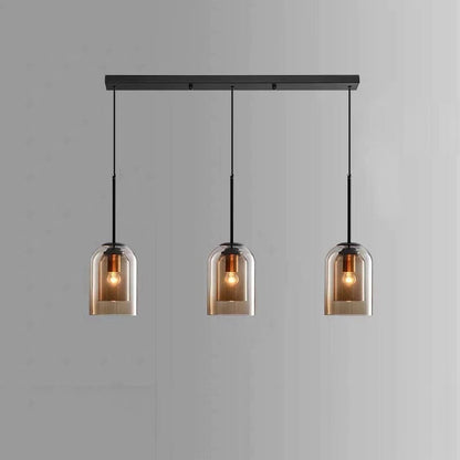 Double Layer Pendant Light | H8.66 in | Modern Glass Ceiling Fixture | Minimalist Small Hanging Lamp | Brick by Brick