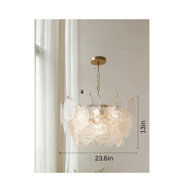 Glass Disc Chandelier | Modern Pendant Light | Iron & Glass | Adjustable Chain | E14 Bulb Fixture | Brick by Brick