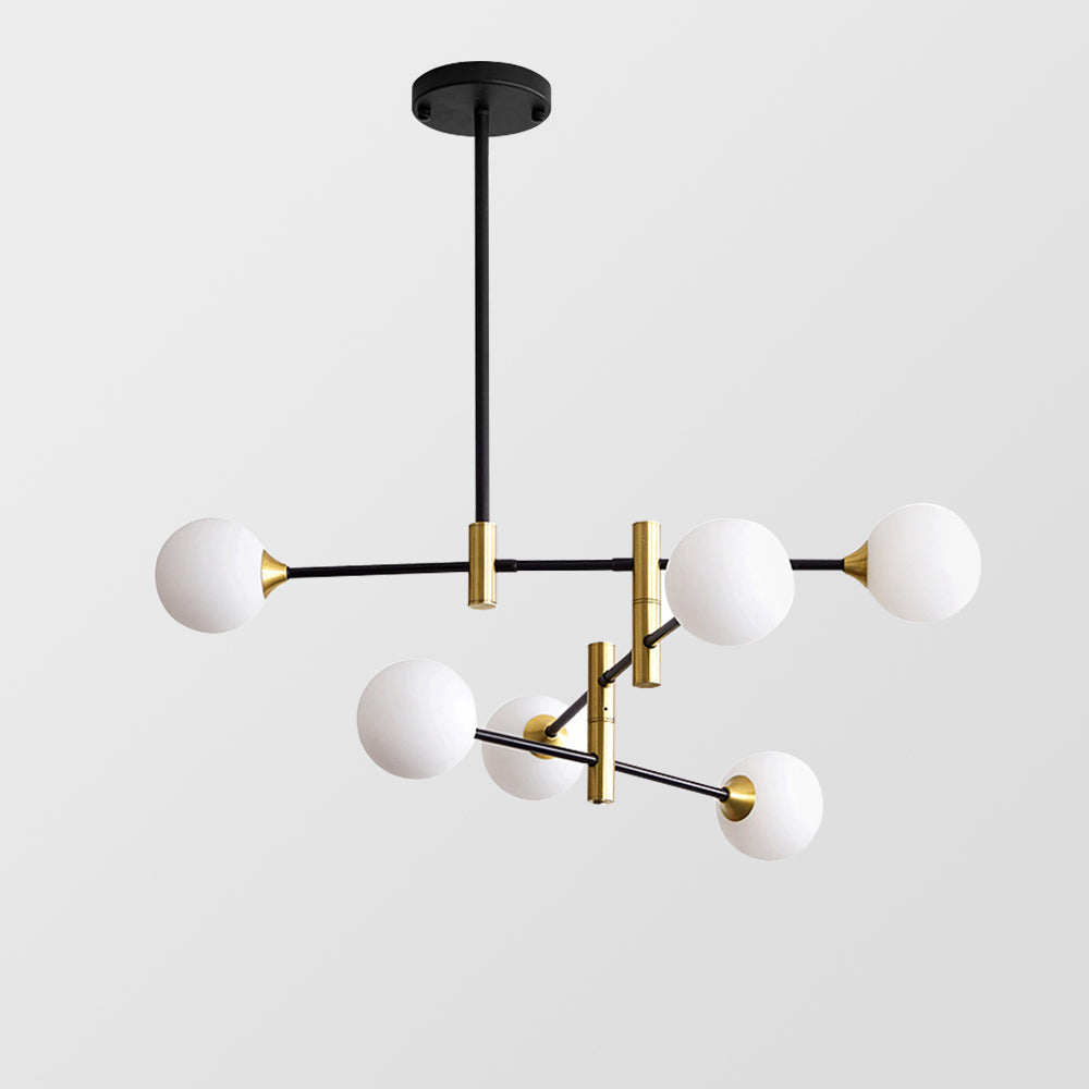 Round Glass Chandelier | 23.6–29.9 x 37 in Modern Ceiling Light | Iron Frame Ethereal Glow Fixture | Brick by Brick