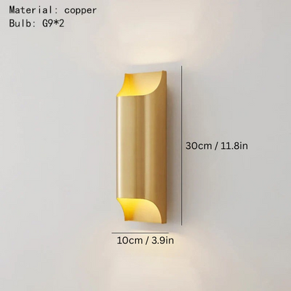 Contemporary Brass Wall Sconce | 3.9 or 11.8 | LED Lamp with Sculptural Shade | Adjustable Lighting | Brick by Brick