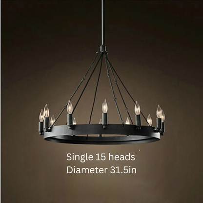 Vintage Industrial Iron Pendant Lamp | 12 - 33 Heads | Round Retro Chandelier | LED Compatible Droplight for Home Café Restaurant | Brick by Brick