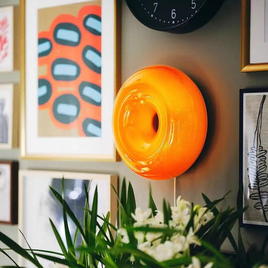 Donut Wall Lamp | Modern LED Glass Wall Light | 11.8 in | Dimmable 3-Color Fixture | Brick by Brick