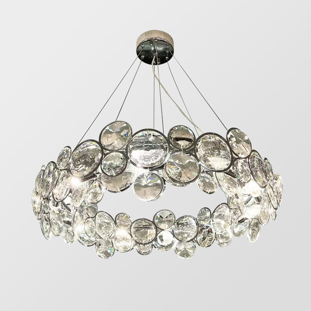 Crystal Chandelier | 22.8 in Modern Ceiling Light | Stainless Steel & Glass Artistic Lighting | Brick by Brick