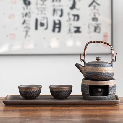 Japanese Pottery Tea Set | Wabi-Sabi Ceramic Design | Rustic Stone Texture | Brick by Brick