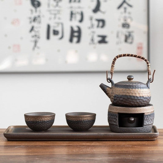 Japanese Pottery Tea Set | Wabi-Sabi Ceramic Design | Rustic Stone Texture | Brick by Brick