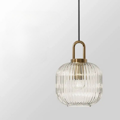 Modern Striped Glass Pendant Light | H10.2 - 12.6in |  Single Head Chandelier | Corrugated Chandelier | Brick by Brick
