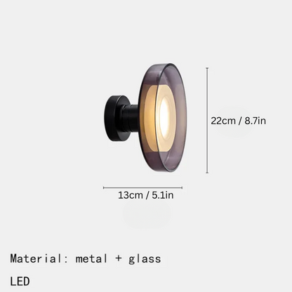 LED Wall Lamp | 8.7 x 5.1 in | Modern Glass Sconce | Clear or Gray Shade | Ambient Indoor Lighting | Brick by Brick
