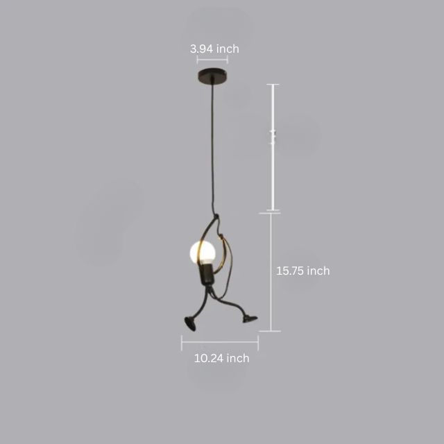 Little Man Iron Chandelier | Modern Creative LED Pendant | Black E27 Flush Mount Light | Brick by Brick