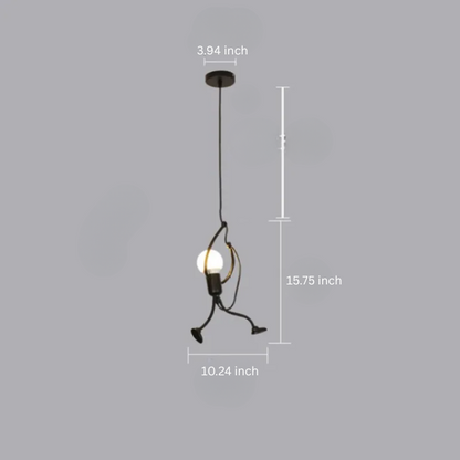 Little Man Iron Chandelier | Modern Creative LED Pendant | Black E27 Flush Mount Light | Brick by Brick