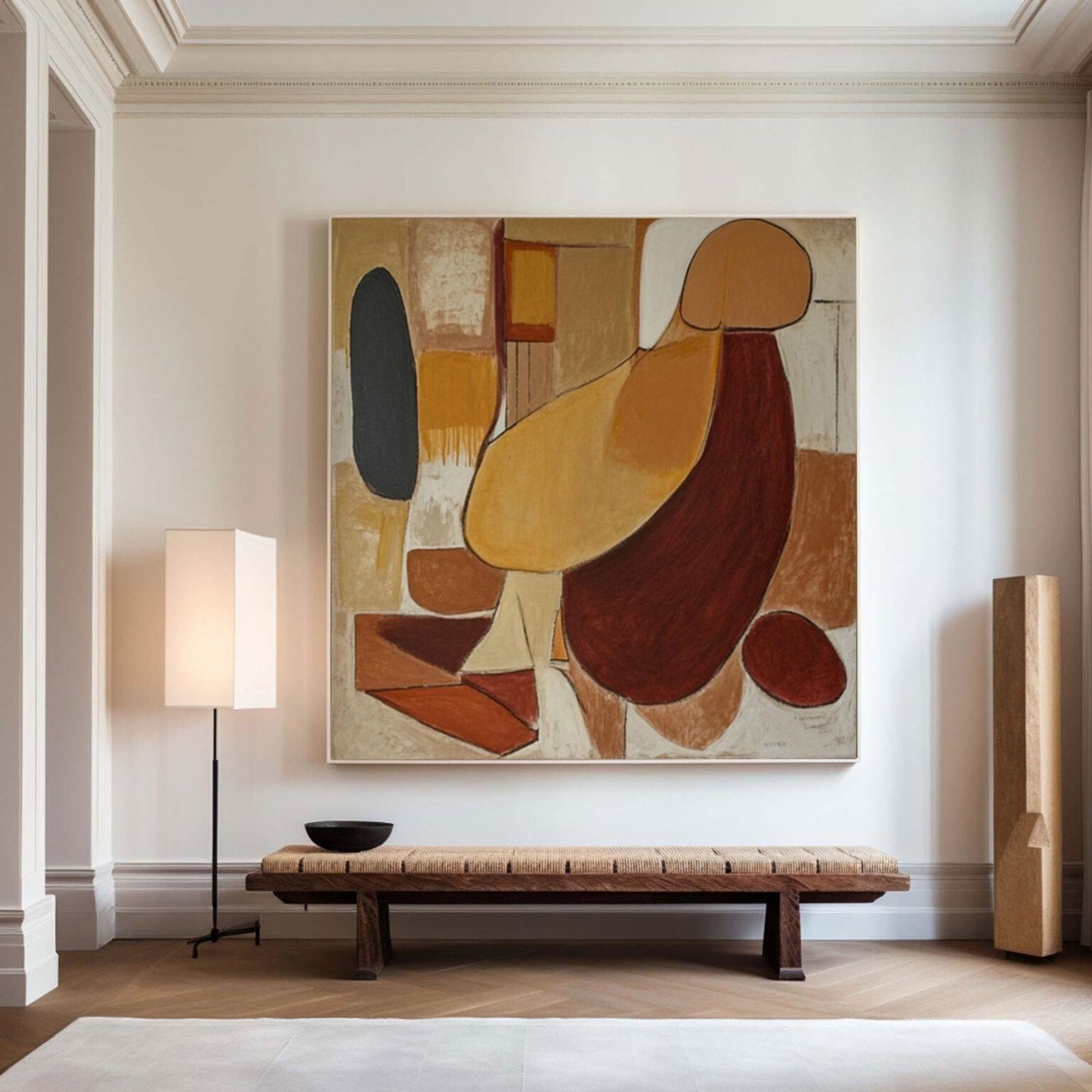 Terracotta Form Wall Art | 23 - 63 in | Hand-Painted Abstract Canvas | Organic Geometric Wall Art | Earthy Toned Home Accent | Brick by Brick