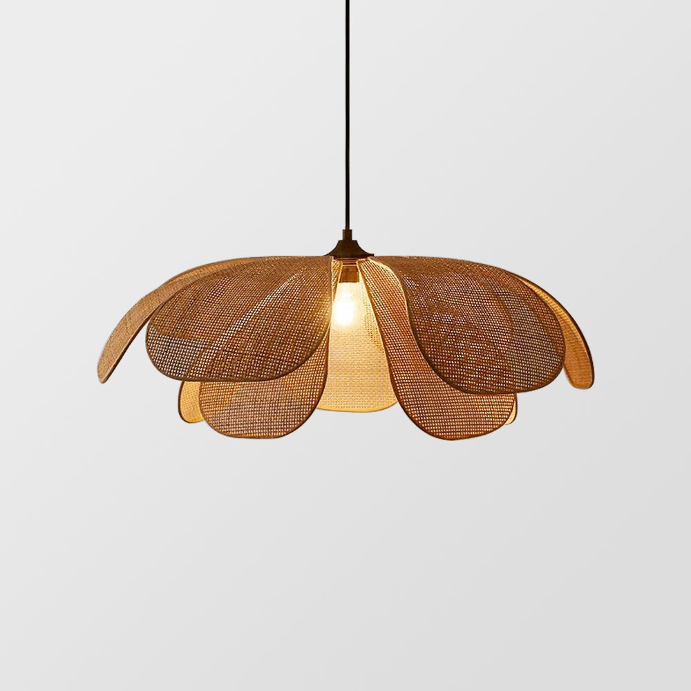 Rattan Petal Pendant Light | H11.02 in | Rustic Boho Ceiling Lamp | Natural Handmade Lighting | Brick by Brick