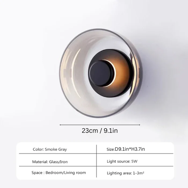 Glass Wall Lamp | D9.1 x H3.7 in | Contemporary Minimalist Sconce | Indoor Accent Light | Brick by Brick