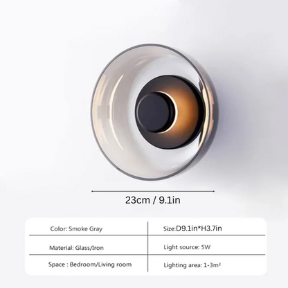 Glass Wall Lamp | D9.1 x H3.7 in | Contemporary Minimalist Sconce | Indoor Accent Light | Brick by Brick