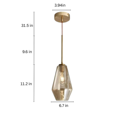 Amber Glass LED Chandelier | Modern Dimmable Pendant Light | Indoor Bedroom Living Room | Brick by Brick