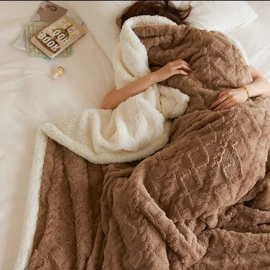 Cozy Lambswool Throw Blanket | Plush Double Layer Fleece | Winter Comfort & Home Décor | Brick by Brick