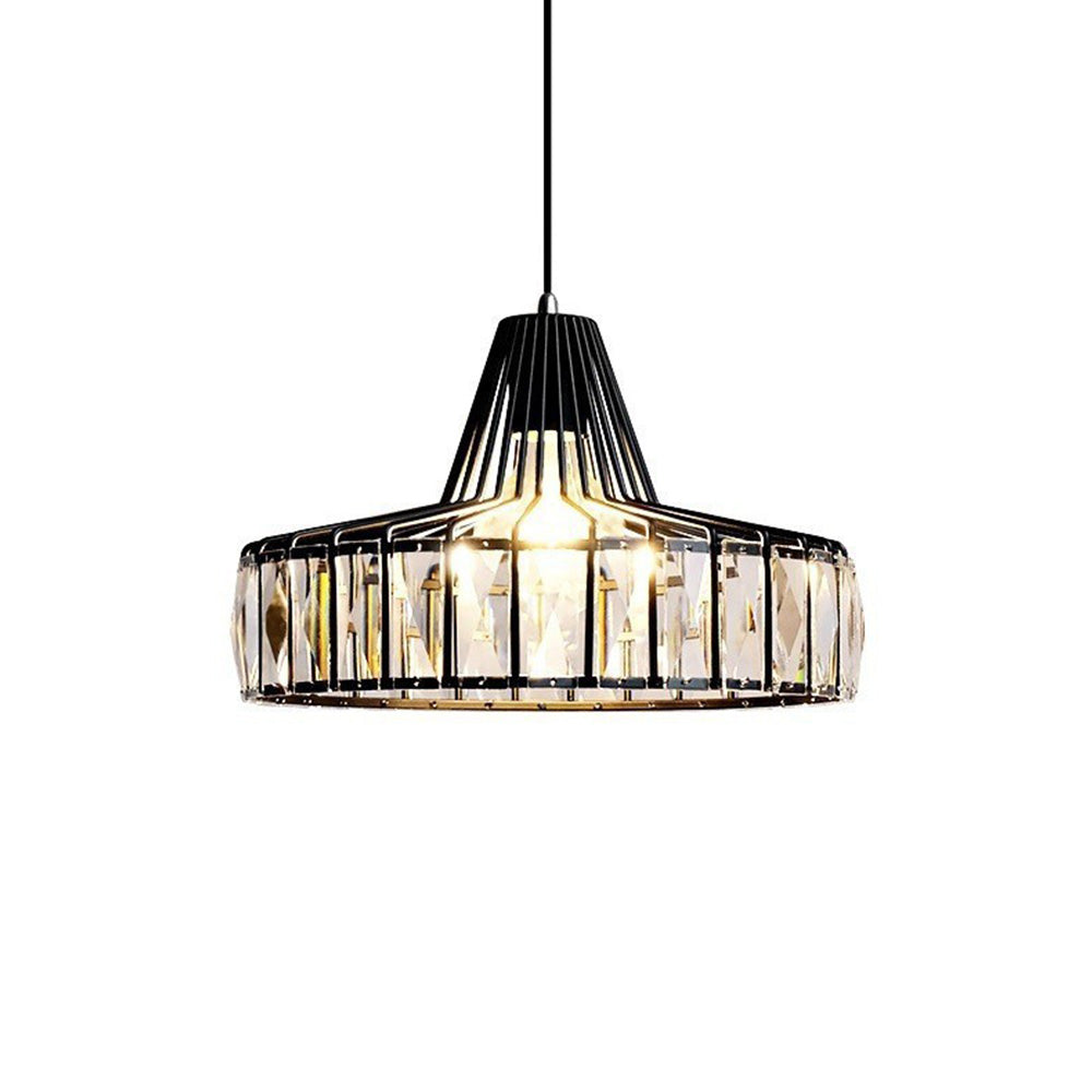 Black Crystal Pendant Light | Sleek Black Finish | Shimmering Crystal Accents | Statement Lighting | Brick by Brick
