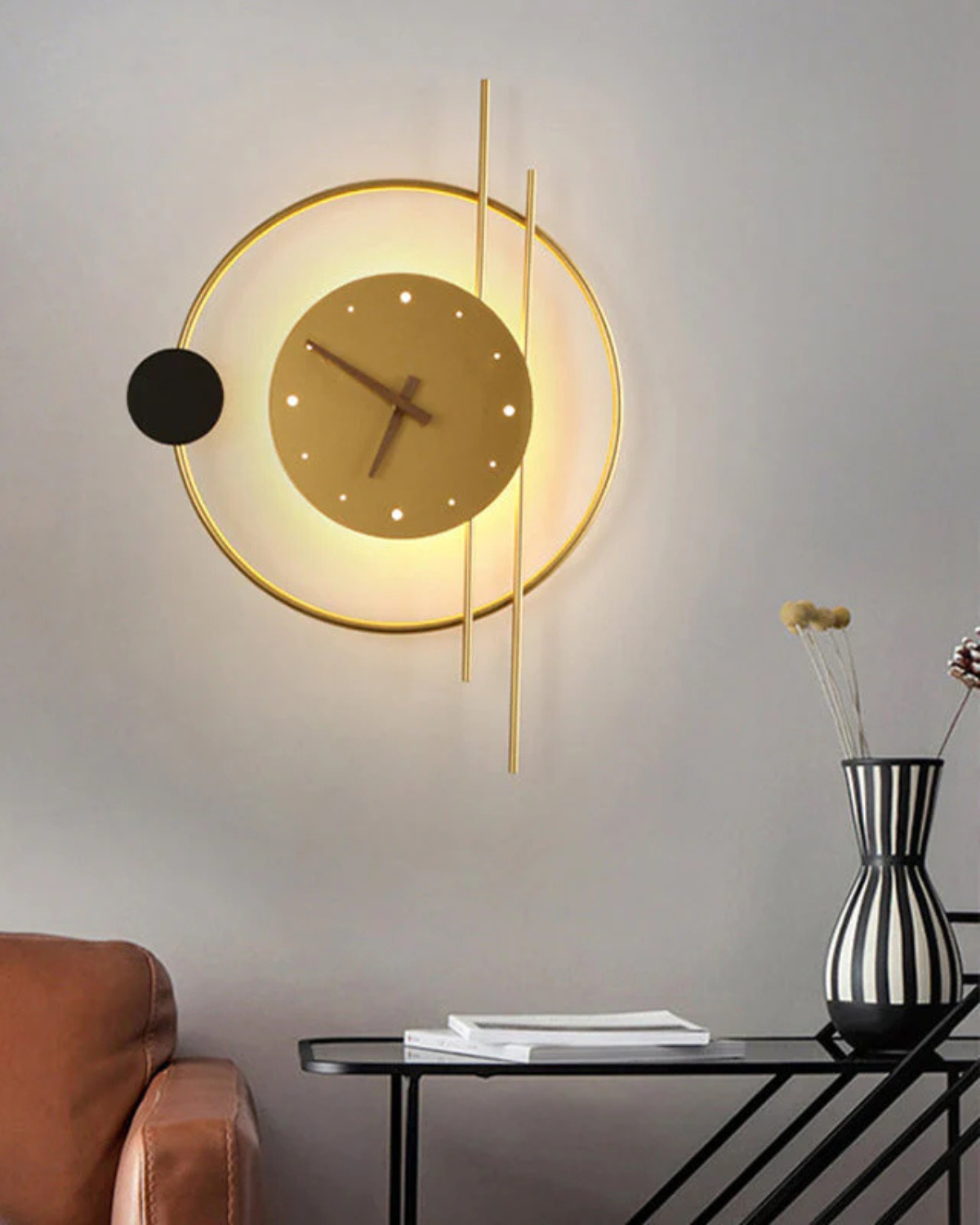 LED Wall Clock with Light | Modern Iron Acrylic Design | Ambient Glow Home Décor | Brick by Brick