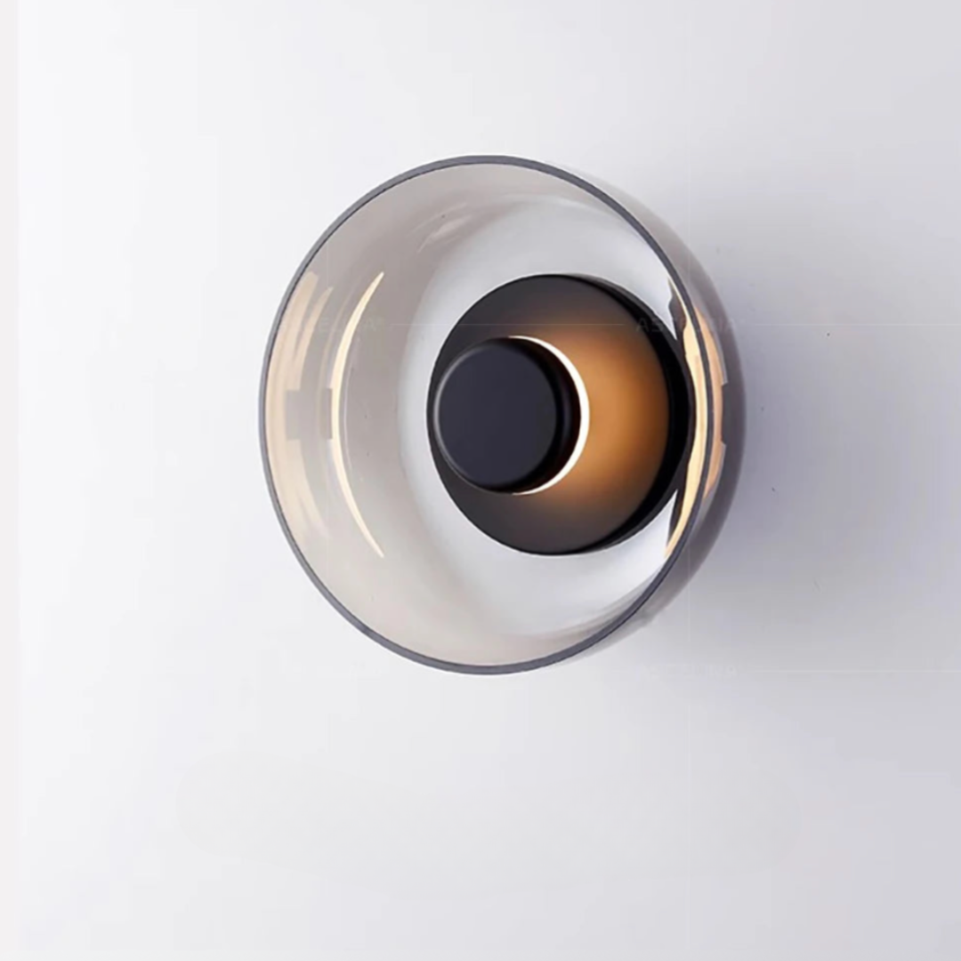 Glass Wall Lamp | D9.1 x H3.7 in | Contemporary Minimalist Sconce | Indoor Accent Light | Brick by Brick