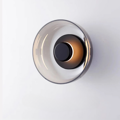 Glass Wall Lamp | D9.1 x H3.7 in | Contemporary Minimalist Sconce | Indoor Accent Light | Brick by Brick