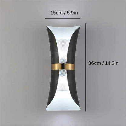 Nordic Wall Sconce | 5.9 x 14.2 in | Dual-Light LED Lamp with Gold Accents | Elegant Indoor Lighting | Brick by Brick