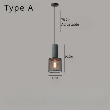 Nordic Industrial Cement Chandelier | H7.9 - 13.8 in | Vintage Iron Pendant Ceiling Light | Brick by Brick