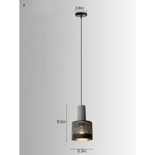 Retro Pendant Lamp | Cement and Iron Birdcage Shade | Hanging Light Fixture | E27 Socket | Brick by Brick