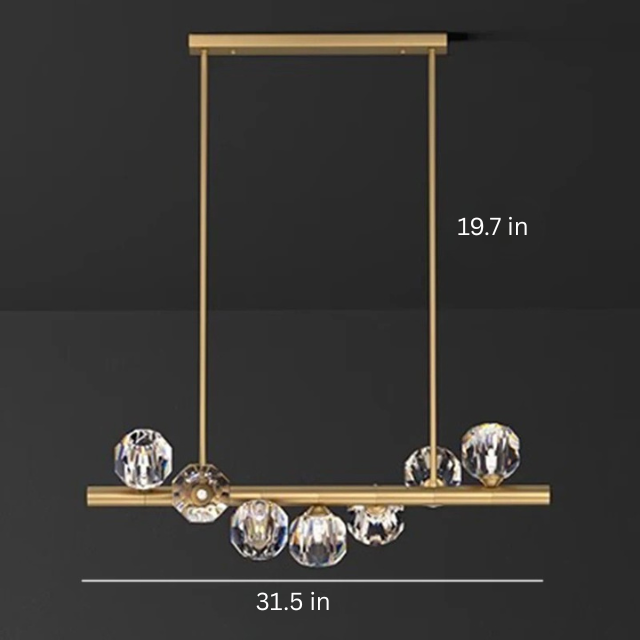 Luxury Modern Pendant Lamp | L31.5-70.8 in x 19.7 in | Ceiling Chandelier with Crystals | Multi-Head LED Lighting | Brick by Brick