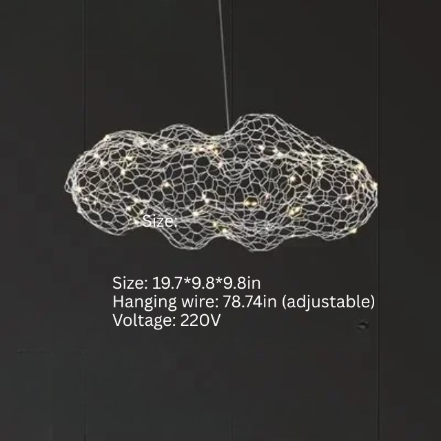 Danish Designer Cloud Pendant Light | Dia 11.8 - 39.3 in | Iron Mesh | Handcrafted Artistic Chandelier | Multiple Sizes | Brick by Brick