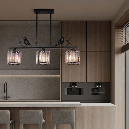 Birdie Crystal Island Chandelier | Multi-Head Pendant | 26.77 x 27.56 in | Elegant Long Chandelier | Brick by Brick