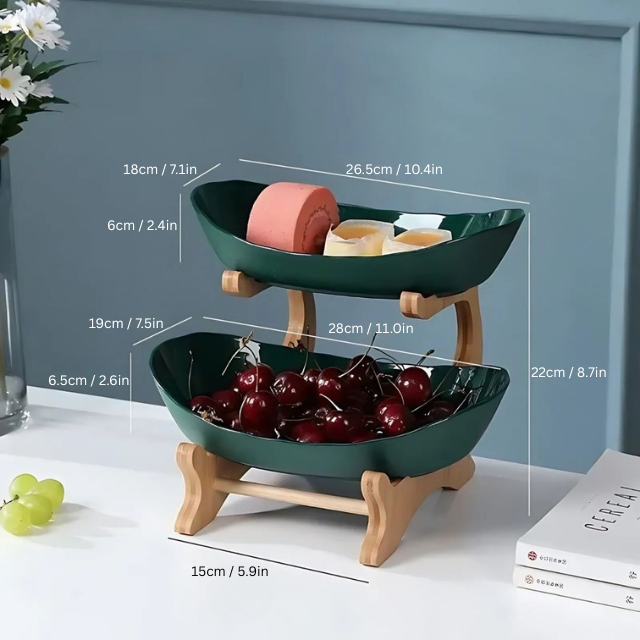 2 & 3 Tier Oval Fruit Bowl | 8.7 - 13.8 in | Space-Saving Fruit Stand | Modern Kitchen Storage Organizer | Brick by Brick