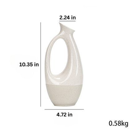 Japandi Pitcher Vase | H6.89 or 10.35 in | Ceramic Home Décor | White Porcelain | Hand-Painted Accent | Brick by Brick
