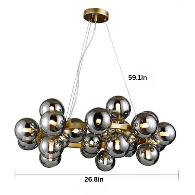 Modern Glass Pendant Chandelier | H59 in | LED Ceiling Light | Adjustable Hanging Lamp with Remote | Dimmable Indoor Lighting | Brick by Brick