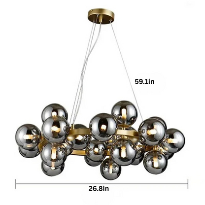Modern Glass Pendant Chandelier | H59 in | LED Ceiling Light | Adjustable Hanging Lamp with Remote | Dimmable Indoor Lighting | Brick by Brick