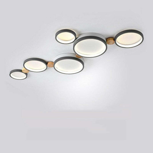 Modern LED Ceiling Light | Triple Ring Gray Metal Design | Energy-Efficient Warm White Fixture | Brick by Brick