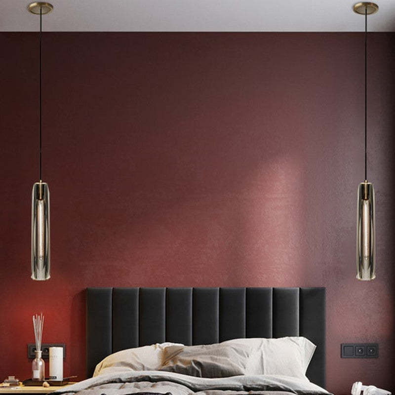 Small Glass Chandelier Pendant | 2.7 x 14.9 in | Brass LED Accent Lighting | Compact & Elegant | Brick by Brick