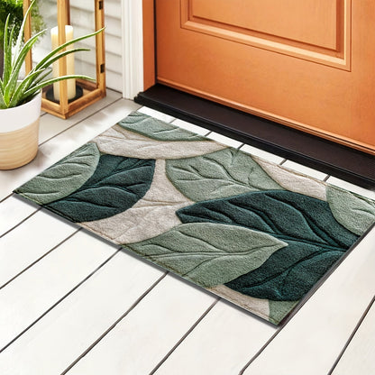 Plush Microfiber Bath Mat | Leaf Pattern | Soft Absorbent Non-Slip | Brick by Brick