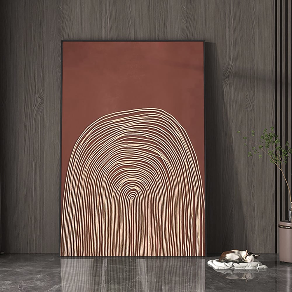 Japandi Red & Gold Wall Art | 23.6 x 1 x 31.5 in | Modern 3D Decor | Brick by Brick