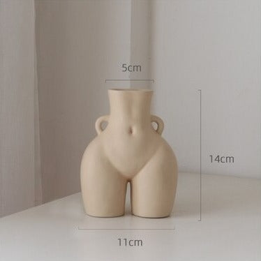 Ceramic Body Vase | Sculptural Accent for Dried Florals | Matte Finish | Compact 5.5" Statement Piece