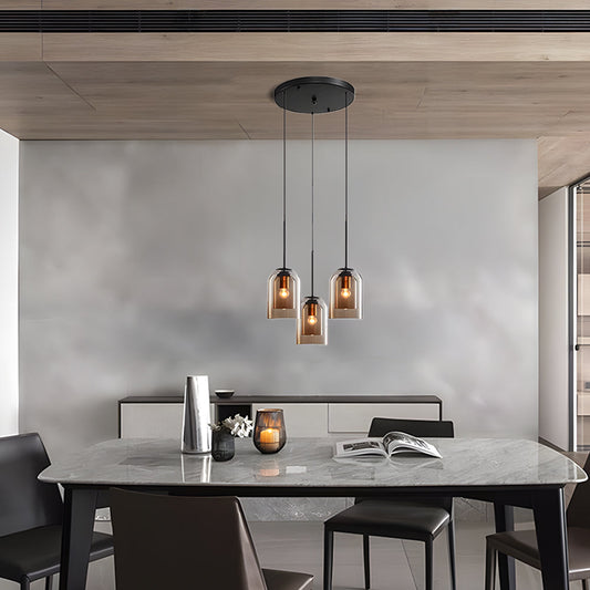 Double Layer Pendant Light | H8.66 in | Modern Glass Ceiling Fixture | Minimalist Small Hanging Lamp | Brick by Brick