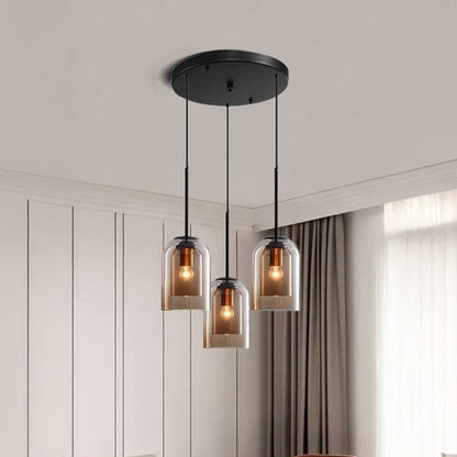 Double Layer Pendant Light | H8.66 in | Modern Glass Ceiling Fixture | Minimalist Small Hanging Lamp | Brick by Brick