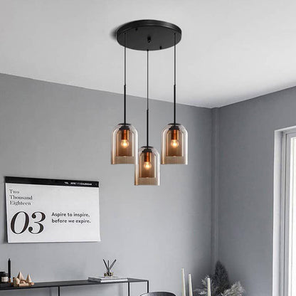 Double Layer Pendant Light | H8.66 in | Modern Glass Ceiling Fixture | Minimalist Small Hanging Lamp | Brick by Brick