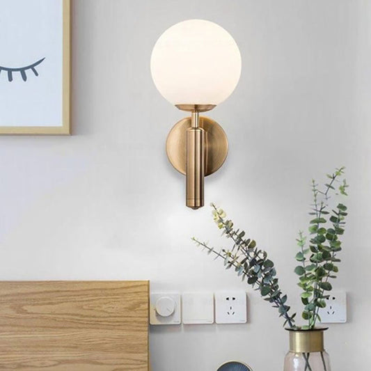 Valentina Vanity Wall Lamp | 5.5 x 6 x 12.5 in | Opalescent Glass Shade | Modern Design | Brick by Brick