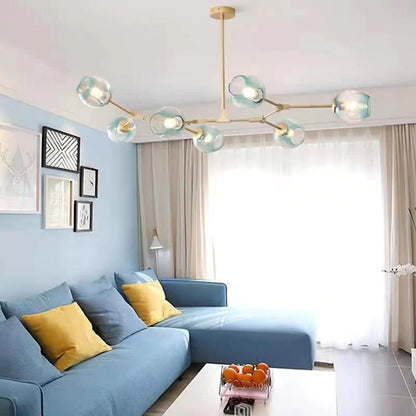 Nordic Modern Glass Pendant Light | H 31.5 - 39.3 in | Clear Bubble Design | Adjustable Brass Ceiling Fixture | Brick by Brick