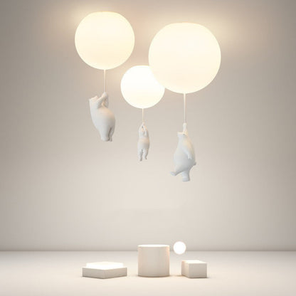Kids LED Flush Mount Ceiling Light | H5.9 - 7.6 in | Bear Balloon Design | Resin & Acrylic | Warm Glow | Indoor | Brick by Brick
