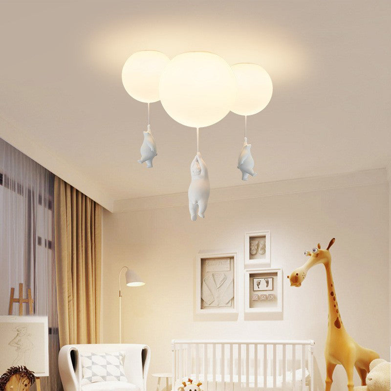 Kids LED Flush Mount Ceiling Light | H5.9 - 7.6 in | Bear Balloon Design | Resin & Acrylic | Warm Glow | Indoor | Brick by Brick