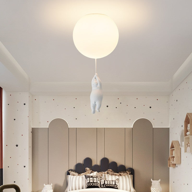 Kids LED Flush Mount Ceiling Light | H5.9 - 7.6 in | Bear Balloon Design | Resin & Acrylic | Warm Glow | Indoor | Brick by Brick