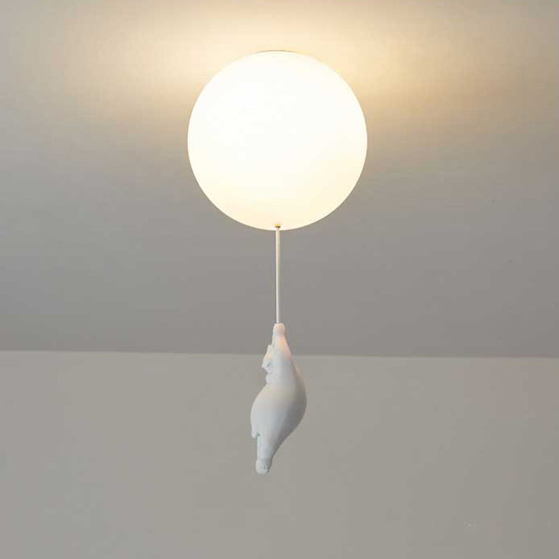 Kids LED Flush Mount Ceiling Light | H5.9 - 7.6 in | Bear Balloon Design | Resin & Acrylic | Warm Glow | Indoor | Brick by Brick